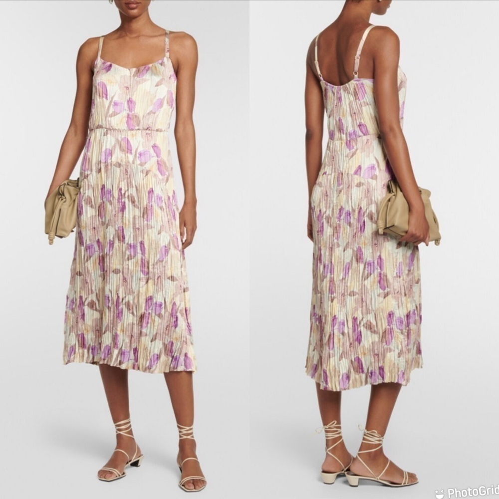 Vince Magnolia floral-print pleated midi dress
